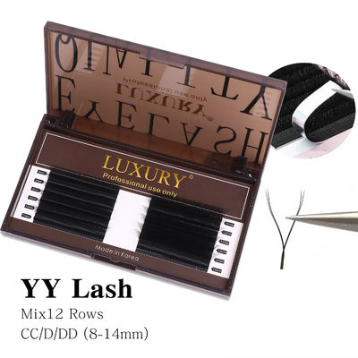 Premium Silky Volume Classico False Ciglia Estensioni 8-14mm CC/D/DD Curl Nero Matte Lashes individuali di seta 12 righe