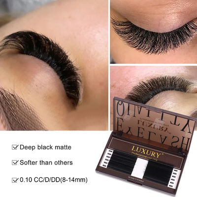 8-14mm Ciglia falsa individuale CC/D/DD Volume di curling Estensione ciglia doppia punta Cashmere YY Estensione fascia