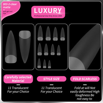 500pcs Luxury Clear Matte Sharp Shape False Nails per il nail art