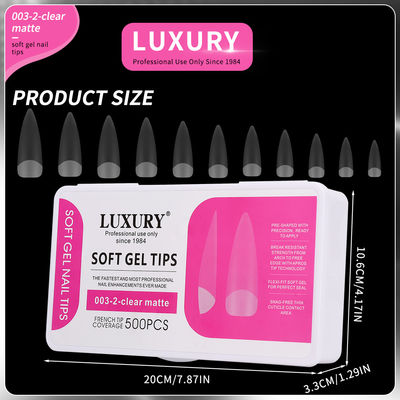 500pcs Luxury Clear Matte Sharp Shape False Nails per il nail art