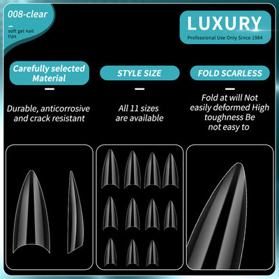Professionale Nail Art 500PCS False Nails a forma affilata con design ultra-sottile 11 taglie