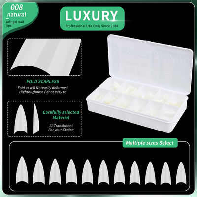 Professionale Nail Art 500PCS False Nails a forma affilata con design ultra-sottile 11 taglie