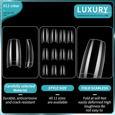 500pcs/Box False Nails Clear Half Cover Square False Nail Tips per le donne