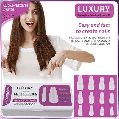 500pcs/Box Almond Shaped Natural Matte False Nails 11 Dimensioni Acrilico Gel Nail Art Estensioni per Donne