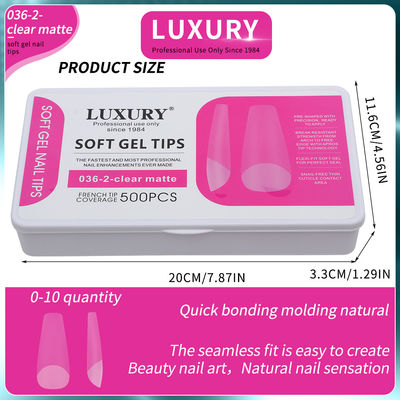 Medium Coffin Clear Matte Acrylic Nail Tips Full Cover Preformed False Nail Tips 11 taglie