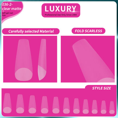 Medium Coffin Clear Matte Acrylic Nail Tips Full Cover Preformed False Nail Tips 11 taglie