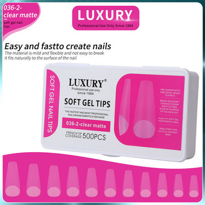 Medium Coffin Clear Matte Acrylic Nail Tips Full Cover Preformed False Nail Tips 11 taglie