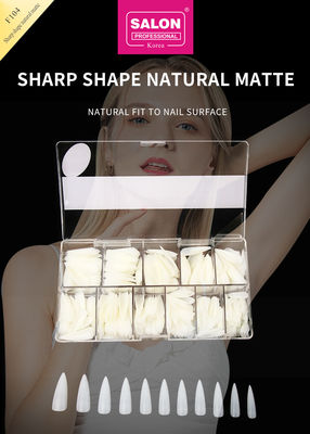 Punte di unghie a stiletto lungo copertura completa Punte di unghie false con scatola Unghie false naturali mate