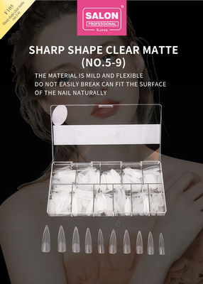 Colore chiaro opaco Acrilico False Nail Tips Set Ultra-sottile forma affilata estensioni di nail art