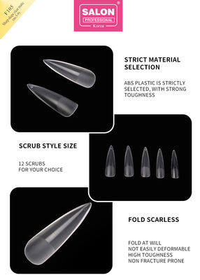 Colore chiaro opaco Acrilico False Nail Tips Set Ultra-sottile forma affilata estensioni di nail art