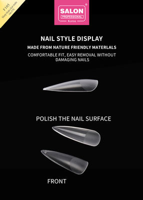 Colore chiaro opaco Acrilico False Nail Tips Set Ultra-sottile forma affilata estensioni di nail art
