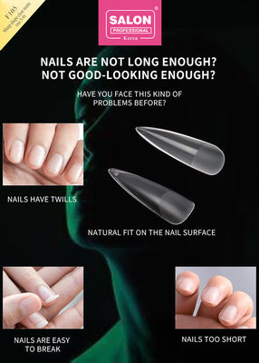 Colore chiaro opaco Acrilico False Nail Tips Set Ultra-sottile forma affilata estensioni di nail art