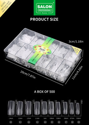 Full Matte Clear Acrylic Fake Nail Medium Square Press su unghie per estensione delle unghie Strumenti di manicure