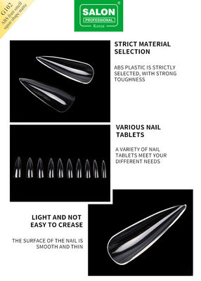 Professionale ABS forma affilata unghie finte Full Clear Acrilico False Nail Tips 12 dimensioni per la casa fai da te