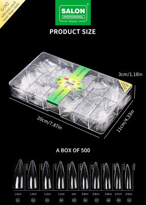 Professionale ABS forma affilata unghie finte Full Clear Acrilico False Nail Tips 12 dimensioni per la casa fai da te